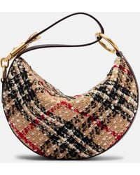 Burberry - Knight Arc Leather-Trimmed Boucle Shoulder Bag - Lyst