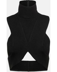 Alaïa - Ribbed-knit Halterneck Crop Top - Lyst
