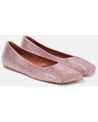 AMINA MUADDI - Ane Embellished Satin Ballet Flats - Lyst
