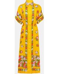 ALÉMAIS - Belted Floral Linen Shirt Dress - Lyst