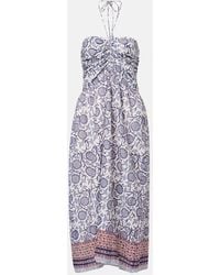 Velvet - Floral Ruched Cotton Midi Dress - Lyst