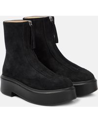 The Row - Suede Zipped Ankle Boots 50 - Lyst