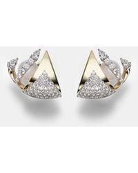 YEPREM - Golden Strada 18Kt Earrings With Diamonds - Lyst