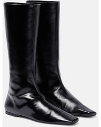 The Row - Bette Square-Toe Leather Knee-High Boots - Lyst