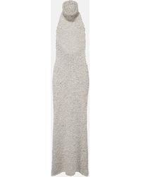 Valentino - Turtleneck Silk Boucle Maxi Dress - Lyst