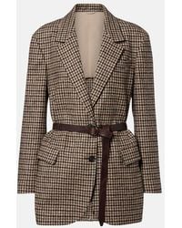 Brunello Cucinelli - Belted Checked Wool And Alpaca-Blend Jacket - Lyst