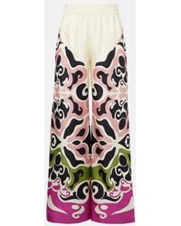 La DoubleJ - Printed Silk Twill Palazzo Pants - Lyst