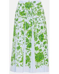 Gucci - Flowers Striped Cotton Midi Skirt - Lyst