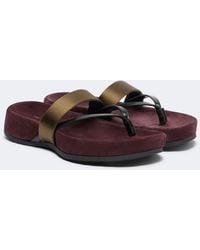 Dries Van Noten - Satin And Leather Thong Sandals - Lyst
