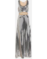 Rabanne - Sequined Cutout Maxi Dress - Lyst