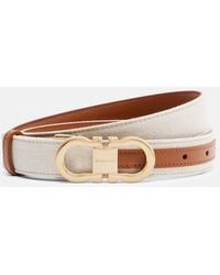 Ferragamo - Gancini Canvas And Leather Belt - Lyst