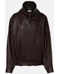 Saint Laurent - Oversized Leather Bomber Jacket - Lyst