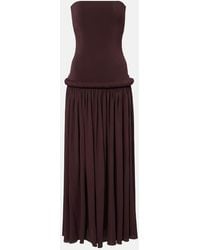 Alaïa - Strapless Gathered Jersey Maxi Dress - Lyst
