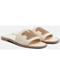 Max Mara - Caucaso Leather-Trimmed Canvas Slides - Lyst
