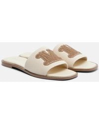 Max Mara - Caucaso Leather-Trimmed Canvas Slides - Lyst
