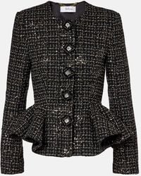 Safiyaa - Tomomi Sequined Peplum Tweed Jacket - Lyst