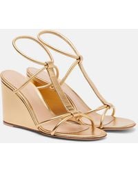 Gianvito Rossi - Metallic Leather Wedge Sandals - Lyst