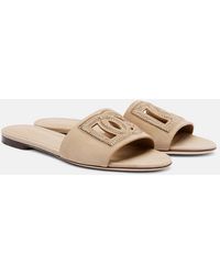 Dolce & Gabbana - Dg Crystal-Embellished Suede Slides - Lyst