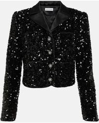 Self-Portrait - Cropped Jacke Mit Pailletten - Lyst