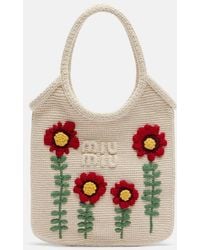 Miu Miu - Ivy Embroidered Crochet Tote Bag - Lyst