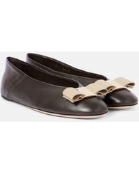 Ferragamo - Vara Bow-Detail Leather Ballet Flats - Lyst