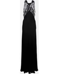 Saint Laurent - Lace-Trimmed Silk Charmeuse Gown - Lyst