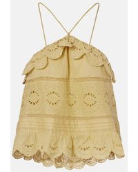 Isabel Marant - Embroidered Ruffled Halterneck Cotton Top - Lyst