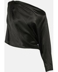 The Sei - Draped One-Shoulder Silk Satin Top - Lyst
