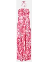 Poupette - Carla Printed Halterneck Maxi Dress - Lyst