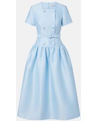 Self-Portrait - Belted Taffeta Midi Dress - Lyst