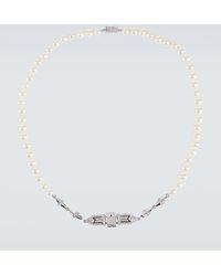 Rainbow K - Halskette Majesty aus 14kt Weissgold mit Diamanten und Perlen - Lyst