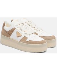 Prada - Zapatillas Con Plataforma Downtown Bold De Piel - Lyst