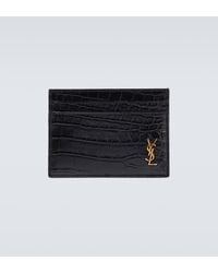 Saint Laurent - Croc-effect Leather Card Holder - Lyst