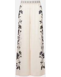 La DoubleJ - Bedruckte Palazzo-Hose Aus Seide - Lyst