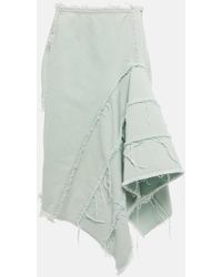 Dries Van Noten - Distressed Denim Midi Skirt - Lyst