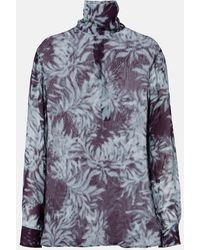 Dries Van Noten - Printed Sheer Chiffon Turtleneck Top - Lyst
