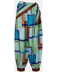 Zimmermann - Como Printed Silk Satin Tapered Pants - Lyst