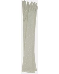 Oséree - Crystal-Embellished Mesh Gloves - Lyst