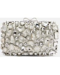 Self-Portrait - Crystal-Embellished Satin Clutch - Lyst