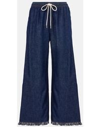 Zimmermann - Rhiannon Fringed Denim Wide-Leg Jeans - Lyst