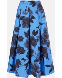 Erdem - Printed Cotton Poplin Midi Skirt - Lyst