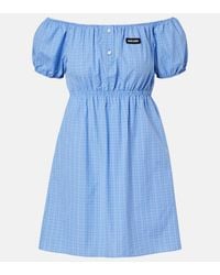 Miu Miu - Checked Cotton Poplin Minidress - Lyst