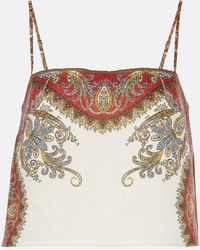 Veronica Beard - Bedrucktes Top Rhea Aus Leinen - Lyst