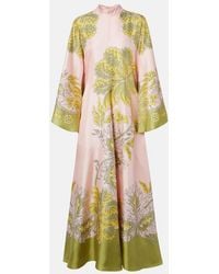 La DoubleJ - Magnifico Floral Silk Twill Maxi Dress - Lyst