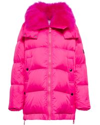 Yves Salomon Shearling-trimmed Down Coat - Pink
