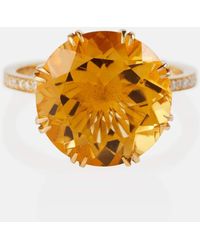 Ileana Makri - 18kt Yellow Gold Ring With Orange Citrine And Diamonds - Lyst
