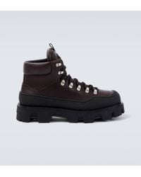 Moncler - Schnuerstiefel Peak Trek Aus Leder - Lyst