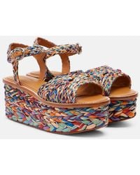 Robert Clergerie - Arty Raffia Platform Sandals - Lyst