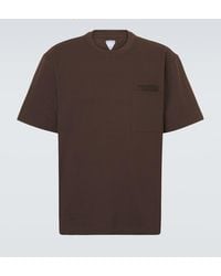 Bottega Veneta - Suede-Trimmed Cotton Jersey T-Shirt - Lyst