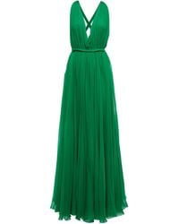 Dolce & Gabbana Pleated Silk Chiffon Gown - Green